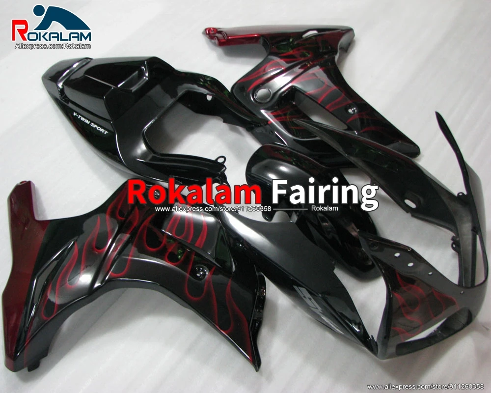 

Чехол для мотоцикла Suzuki SV650 2003 2013 SV 650 03 2004 2005 2008 2010 2012 13 Red Flame Black, комплект обтекателя для мотоцикла