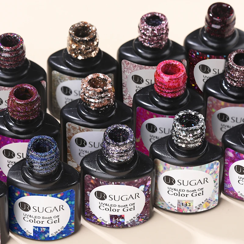 UR SUIKER Gel Nagellak 7.5ml Naakt Roze Semi Permanente UV Gel Vernis Losweken Glitter Pailletten Nail Art Gel nodig Base Top Coat