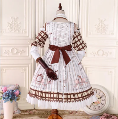 kawaii girl gothic lolita op princess loli Japanese vintage sweet lolita dress palace lace bowknot cute printing victorian dress