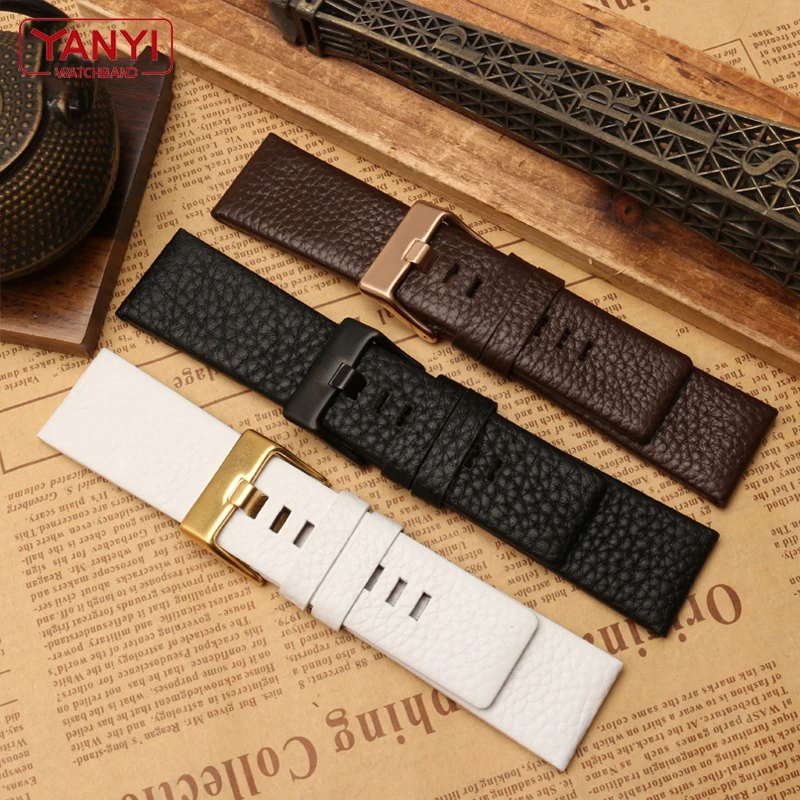 Genuine leather strap watchband 22 24 26 27 28 30mm 32mm Litchi grain for diesel Watch band DZ7313 DZ4386 DZ1405 watch bracelet