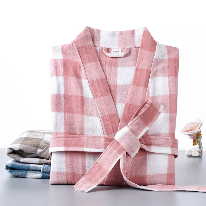 Pure Cotton Double deck Gauze thin absorbent bathrobe Soft Women Robe bathrobe Japanese Style kimono nightgowns Ladies Sleepwear