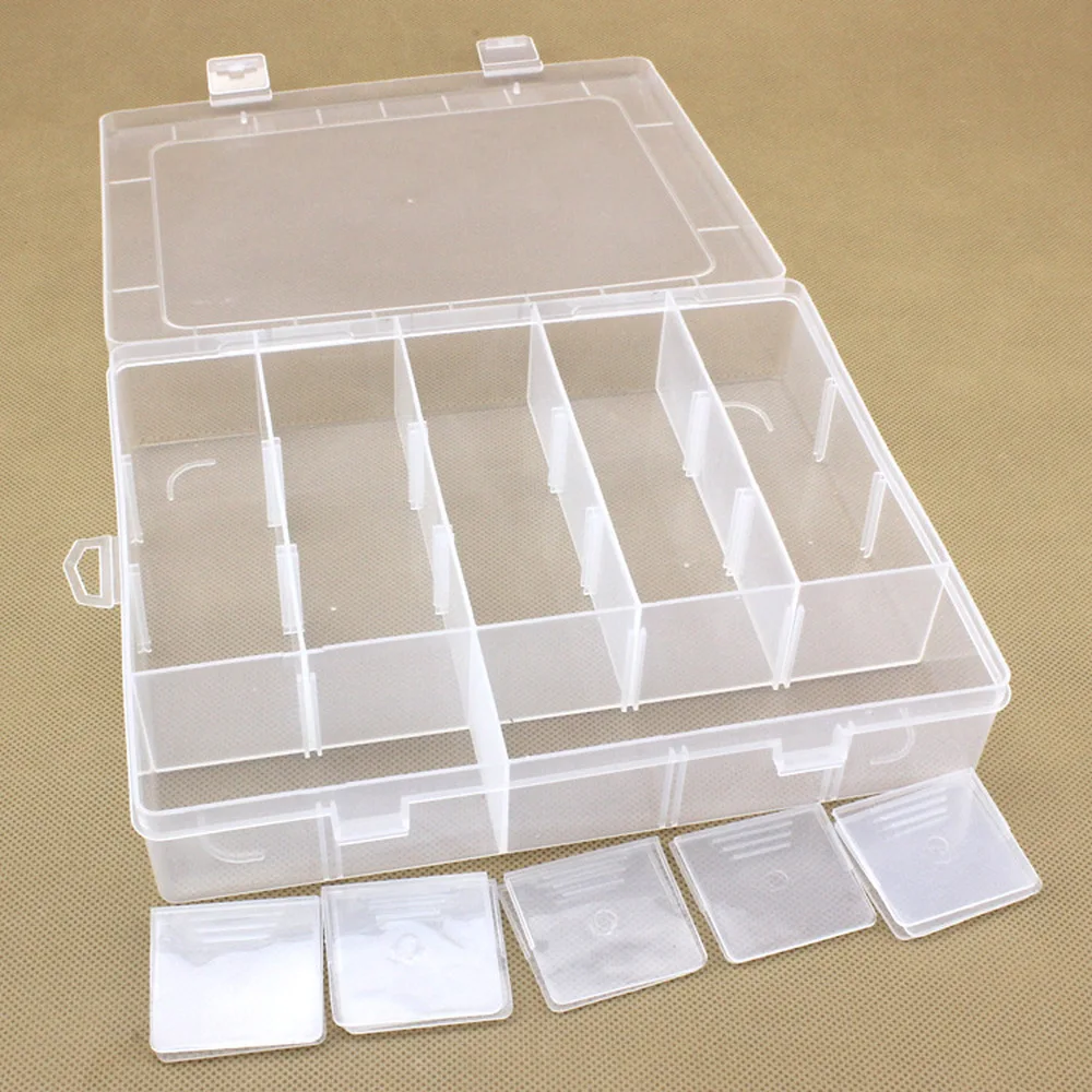 20 Fixed Grid Detachable Transparent Plastic Earrings Jewelry Box Portable Small Pill Box Multi-class Sorting Box Storage Box