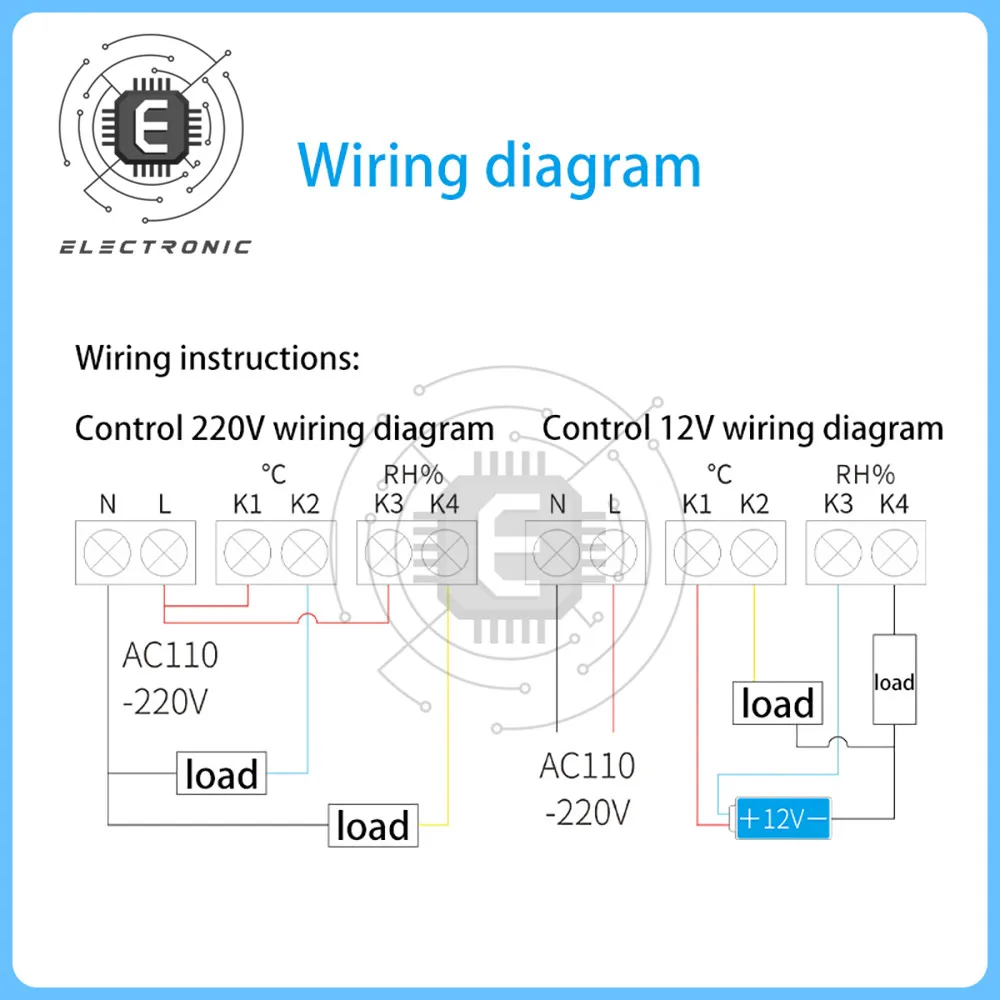 W1212/W1213 220V Digital Temperature Sensor Thermometer Hygrometer Gauge Temperature Humidity Controller Meter Thermostat