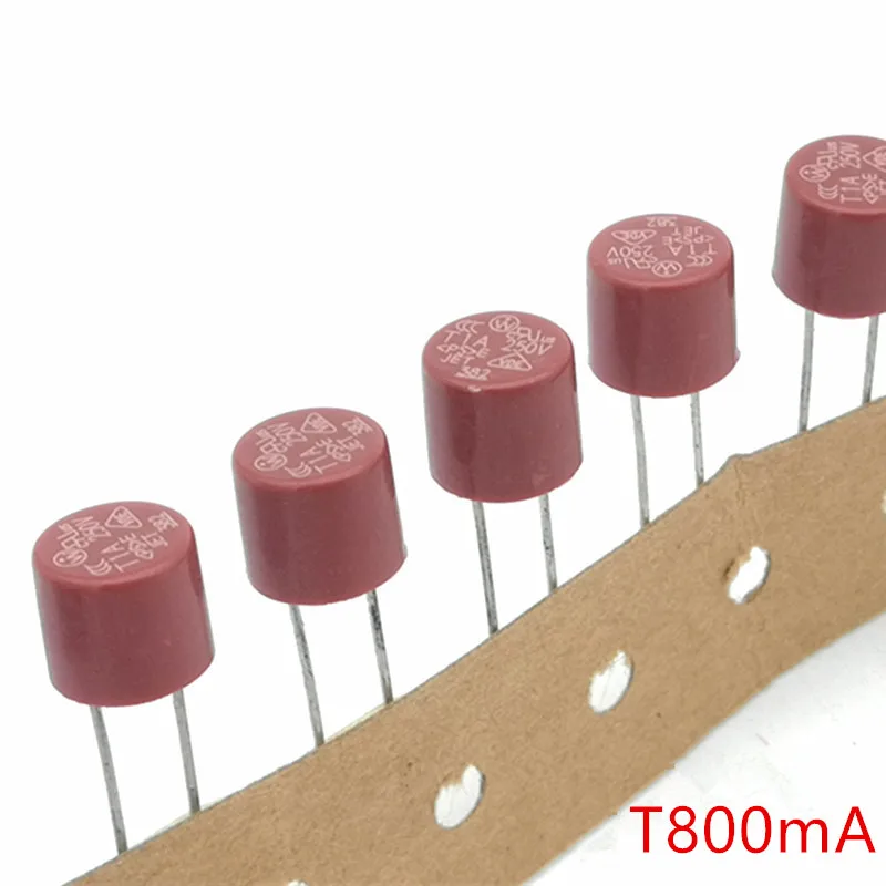 

(20 pcs/lot) T800mA 250V TR5 Slow Blow Subminiature Fuse, UL VDE RoHS Approved, 800mA, 0.8 Amp.