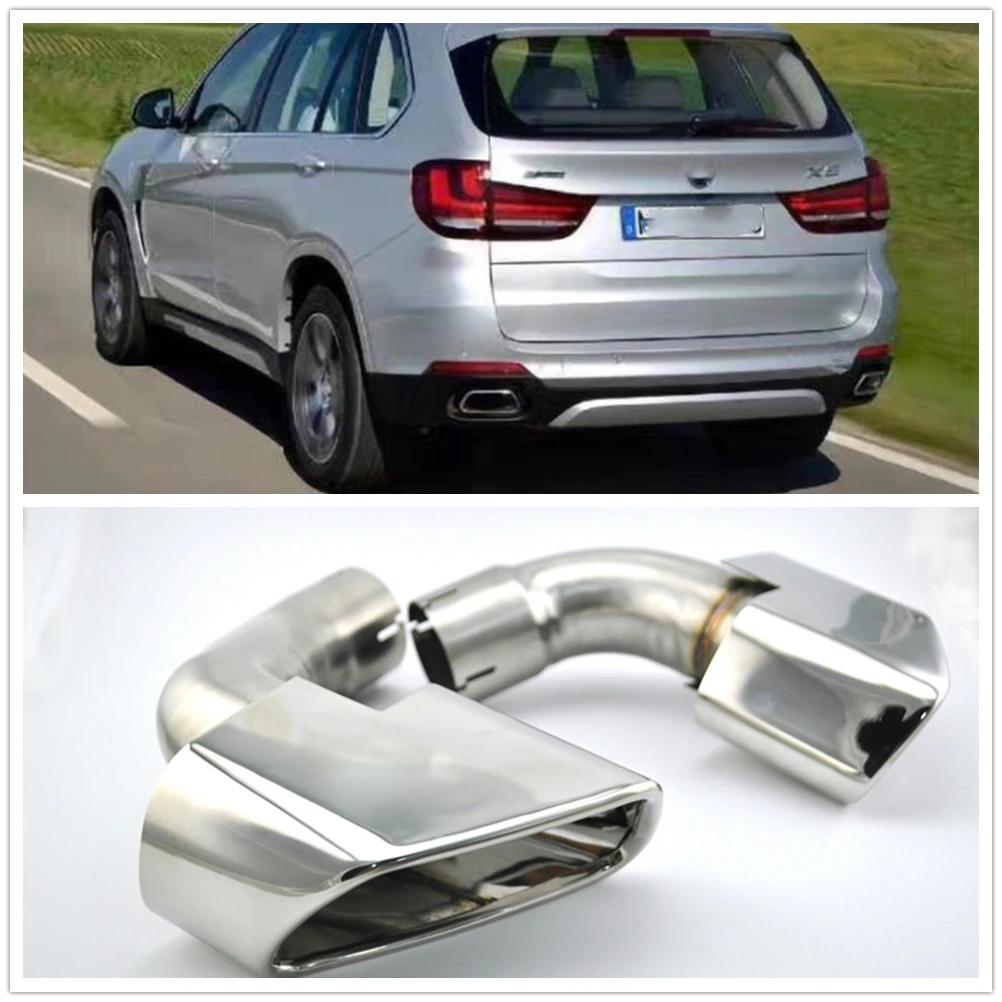 

For BMW F15 X5 E70 2014 2015 Silver Car Rear Exhaust Muffler Tip Pipe Air Outlet Vent Exhause Duct Body Accessories Kit Tailpipe