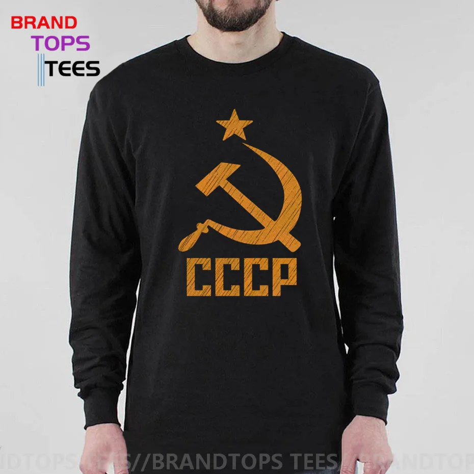 Newest autumn CCCP T Shirt Men USSR Soviet Union male T-shirt long Sleeve Moscow Russia Tee Cotton O Neck Tops plus size XS-5XL