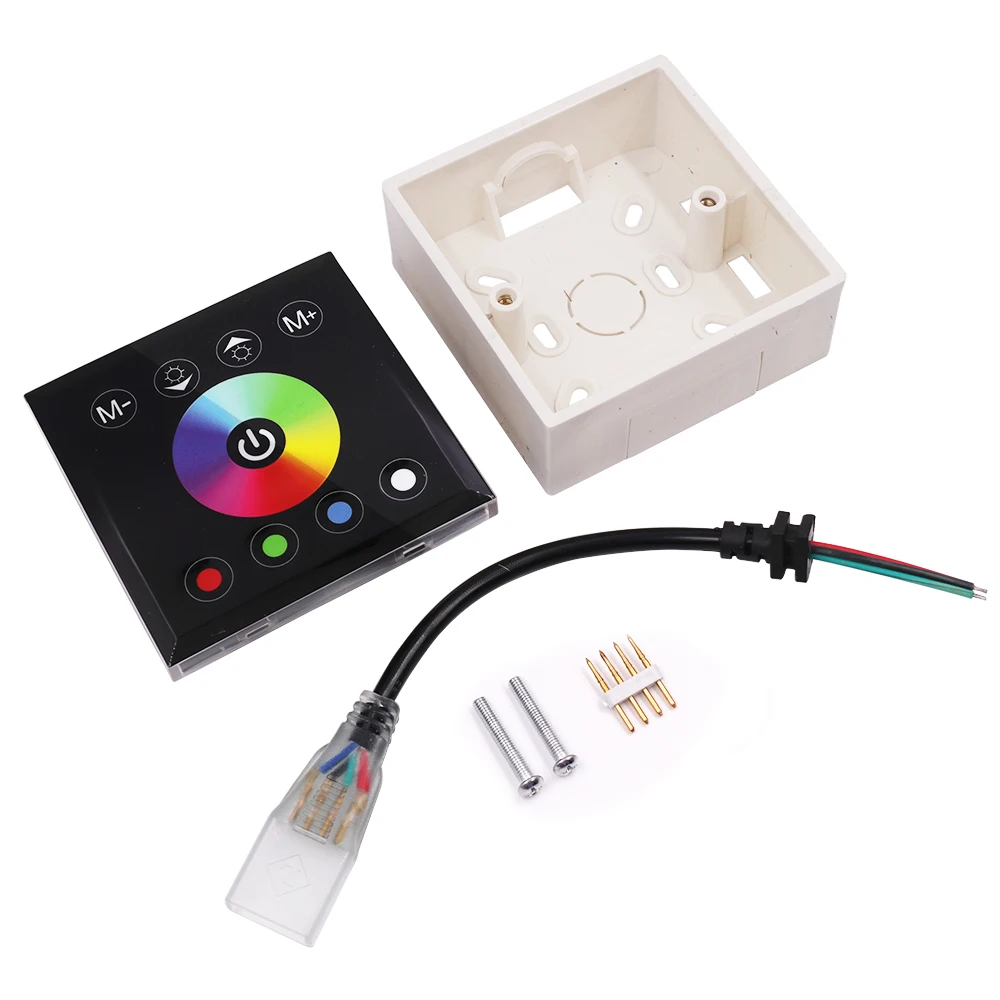 fonte de alimentacao de parede interruptor de toque 220v rgb para montagem na parede dimmer de parede para iluminacao de led rgb 5050 60 120led 01