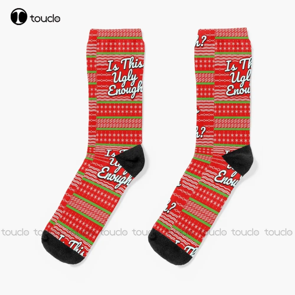 Is It Ugly Enough? Ugly Holiday Sweaters Socks Basketball Socks Christmas Gift Unisex Adult Teen Youth Socks Custom Women Men