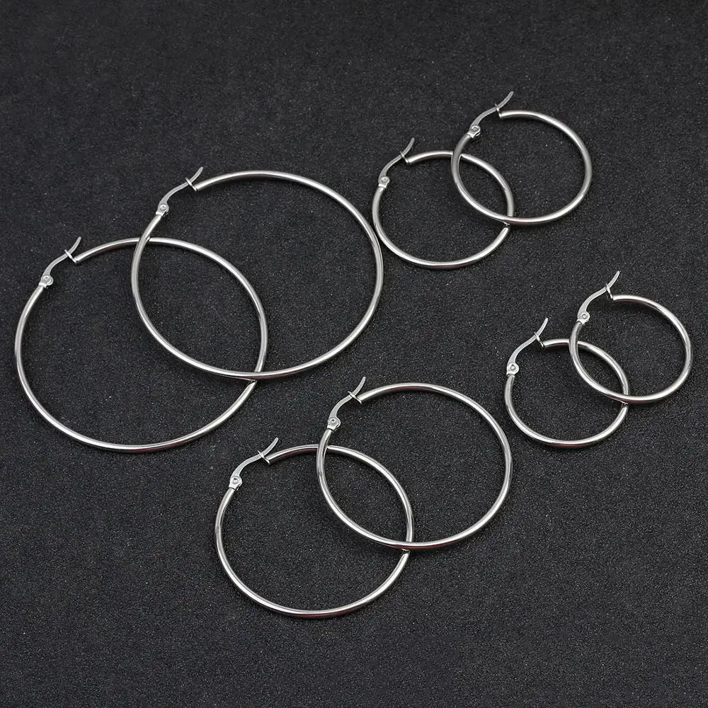 

Rinhoo Big Huge Circle Hoop Earrings For Women 10mm to 70mm Stainless Steel Fashion Hyperbole Large Hoop Earrings Simple Jewelry