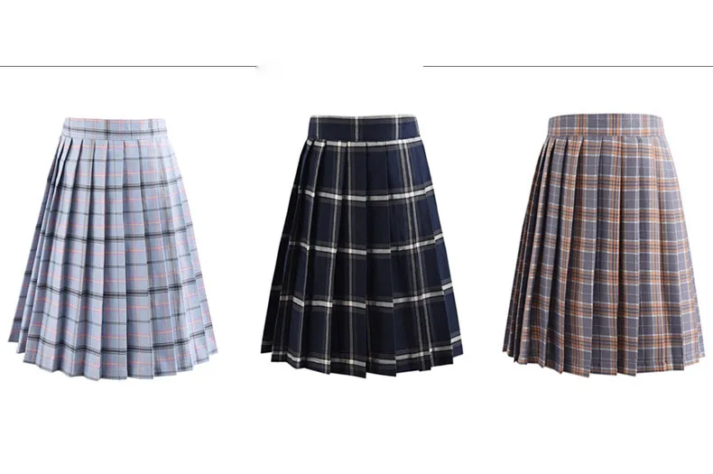 GOHYPDUG School Dresses Plaid Pleated Skirt Students Cosplay Anime Pleated Skirt Jk Uniforms Sailor Suit Short Skirts for Girl