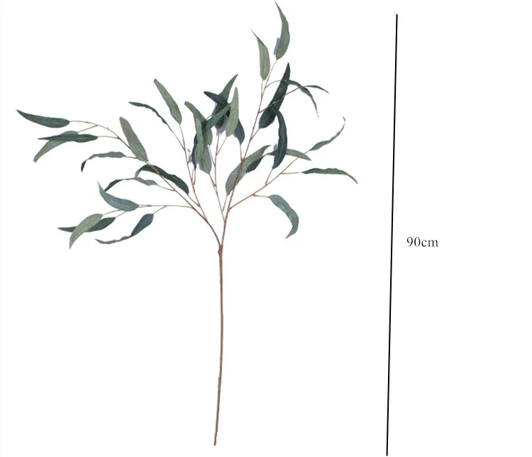 90cm Willow Leaf Eucalyptus Branch The Fall Color Champagne Reddish Brown Flower Arrangement Materials