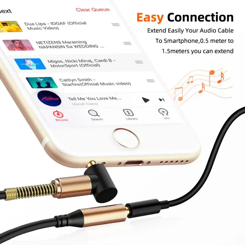 3.5mm Jack Audio Cable Spring Retractable Mobile Phone Audio Cable Male To Female Aux Extension Cable For Mobile Phone Computer