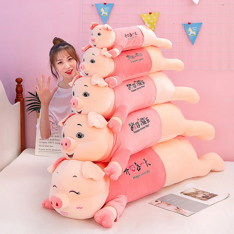 

60-120 см гигантский прекрасные мягкие вниз хлопок Pig плюшевые игрушки в виде розовой свинки кукла Лежащая плюшевая подушка в форме поросенка на день рождения, подарок для девушки