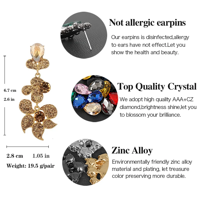 Veyofun Classic Flower Rhinestone Drop Earrings Elegant Dangle Earrings Jewelry for Women Gift Brinco