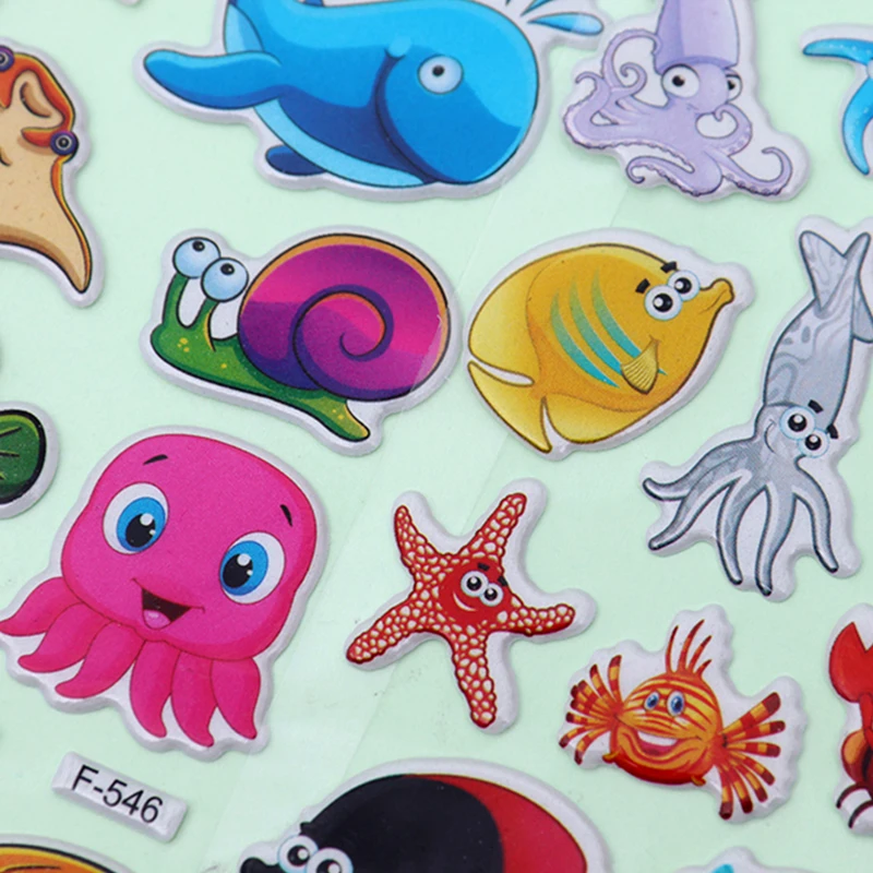 20/10 Sheets/lot Stickers 3D Cartoon Animals Princess Random Puffy Stickers Children's Birthday Gifts For Boys Girls Toys