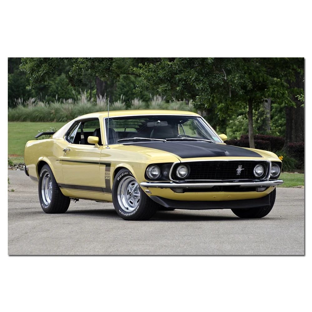 Mustang Boss 302 Classic Muscle Car Poster Print for Home Decor Wall Art Picture For Living Room Decor Canvas Painting