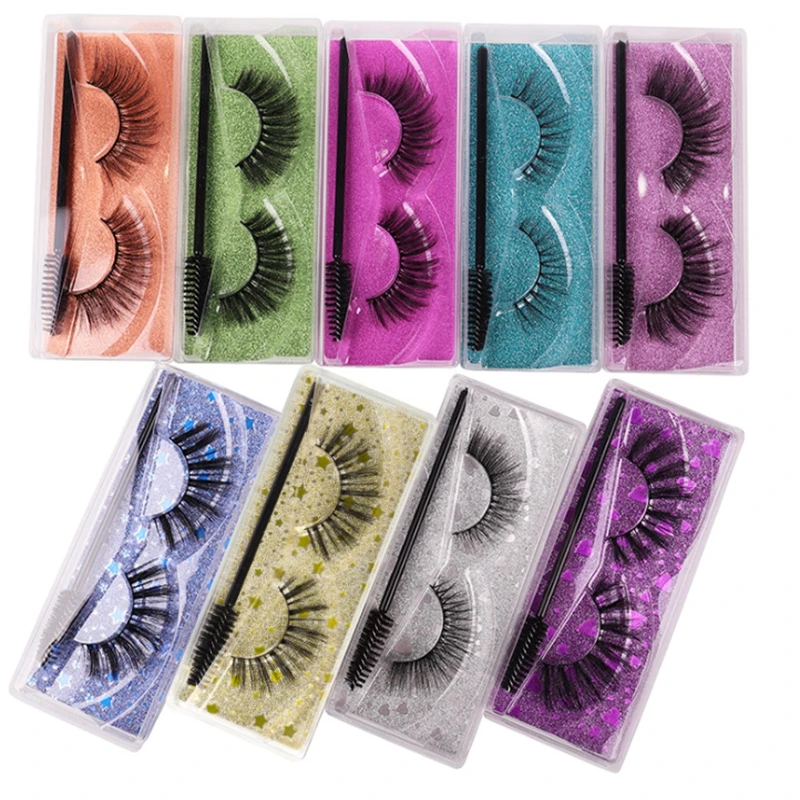 3D Styles Natural False Eyelashes Soft Light Fake Mink Eyelash Glitter Eyelash Extension Lashes With Eyelash Brush