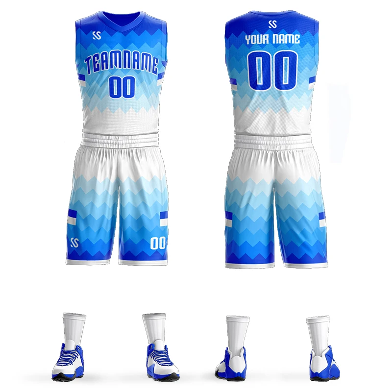 Custom Basketball Jersey Suit New Design Printing Team Name Number Logo Full Sublimation Quick-Drying Basketball Shirt Set