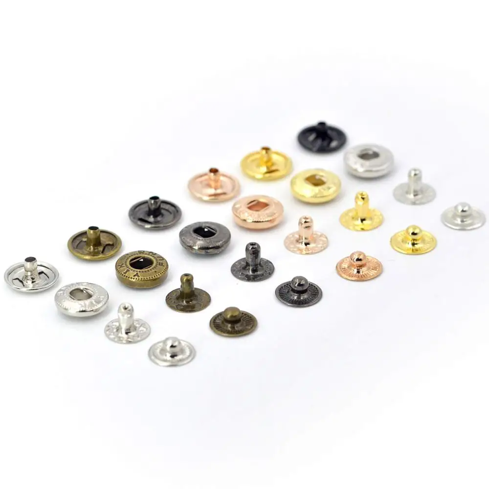 Kalaso #655 #633 #831 50sets 10mm 12.5mm 15mm Metal Press Studs Sewing Snap Button Fasteners Leather Craft Diy Supplies