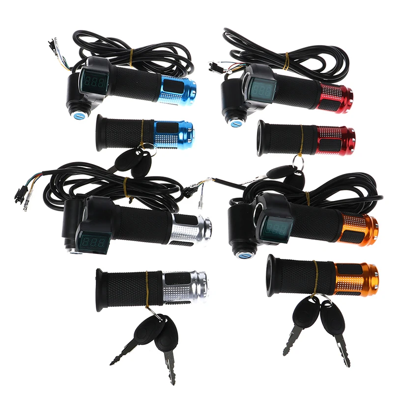 1 pair  12-96V E bike Twist Throttle with Handle For Electric Bike Throttle with LCD Handle Throttle