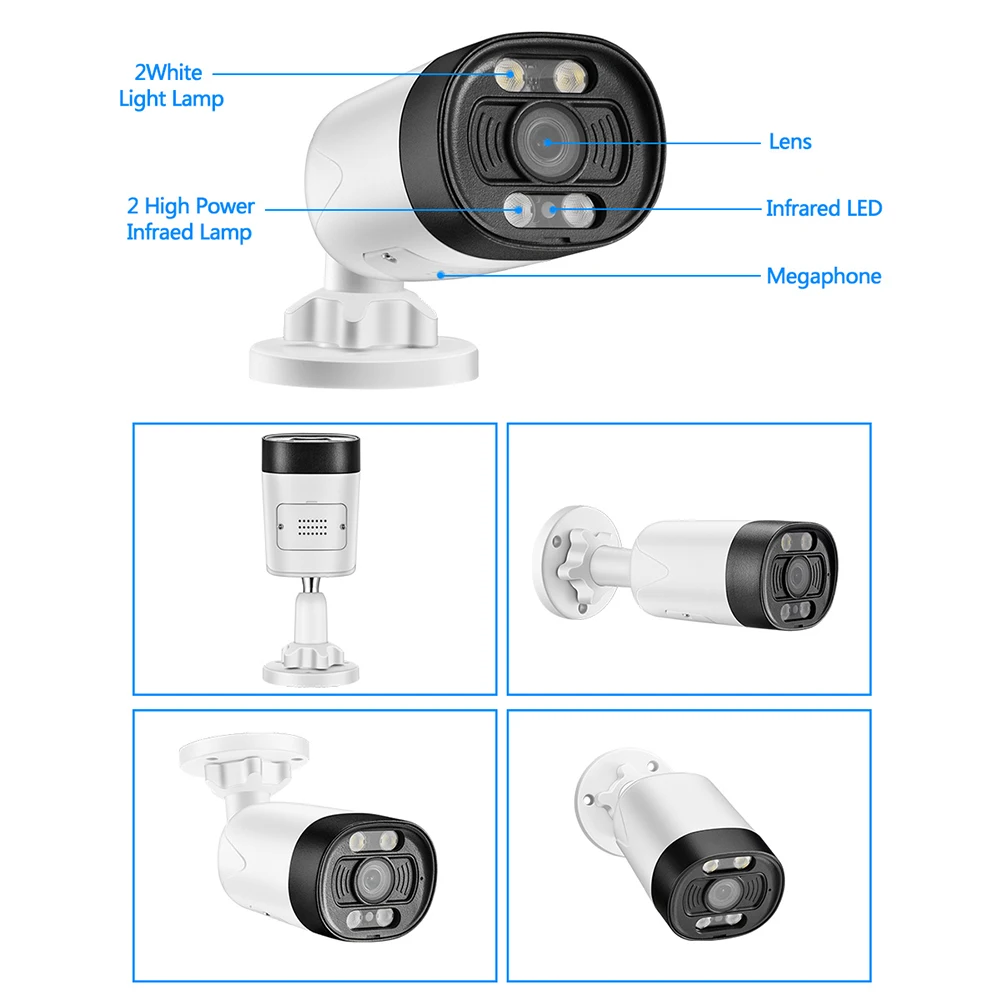 AZISHN Ai كاميرا IP الذكية PoE 5MP هيئة التصنيع العسكري المتكلم الصوت الأمن كاميرا Waterpfoof اتجاهين الصوت والفيديو مراقبة SD فتحة للبطاقات