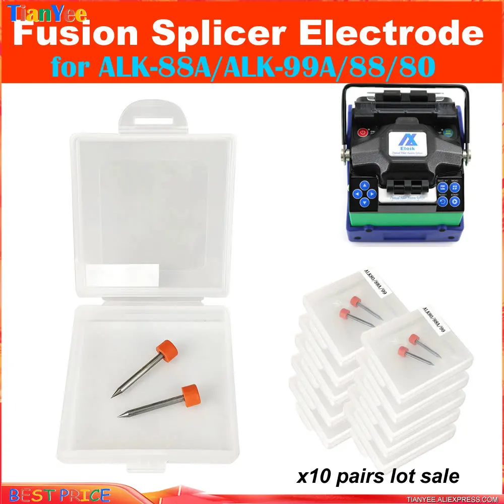 x10pairs high quality elecctrode Eloik ALK-88A/ALK-99A/88/80 Fiber Fusion Splicer ALK-88 splicer electrodes 10 pairs suit sale