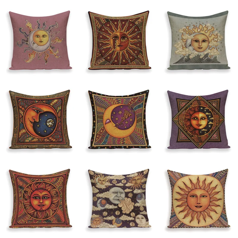 Picasso Plain Cushion Covers Sun Moon God Pillow Case Cover Sun Polyester Yoga Home Decor Rustic Funda Cojin Vintage Kussenhoes