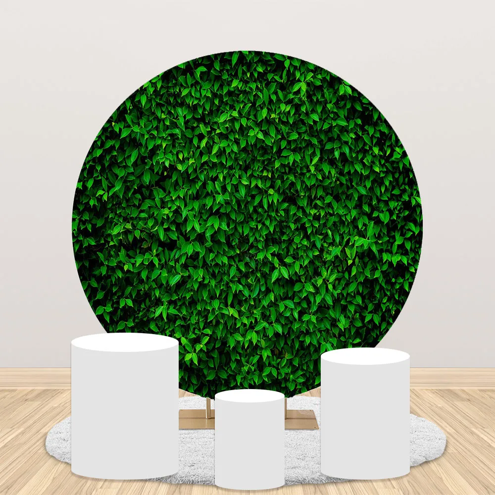 Grass Circle Backdrop Polyester Round Photo Background Green Grass Wedding Baby Shower Party Decoration Safari Birthday Banner