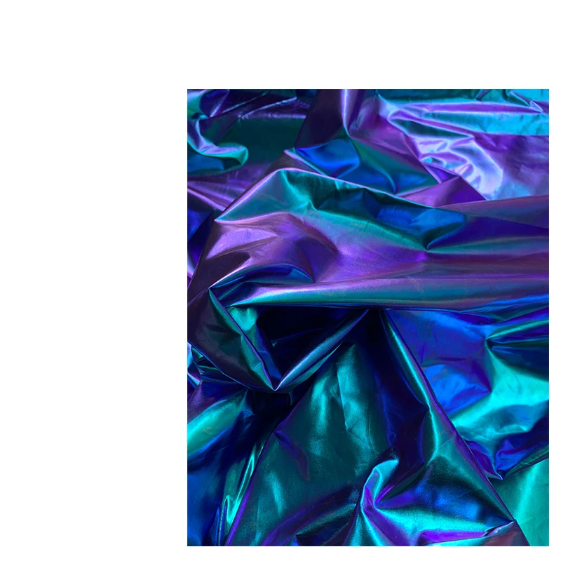 Magic Purple Blue Aurora Metallic Waterproof Fashion Designer Background Reflective Fabric By Meter