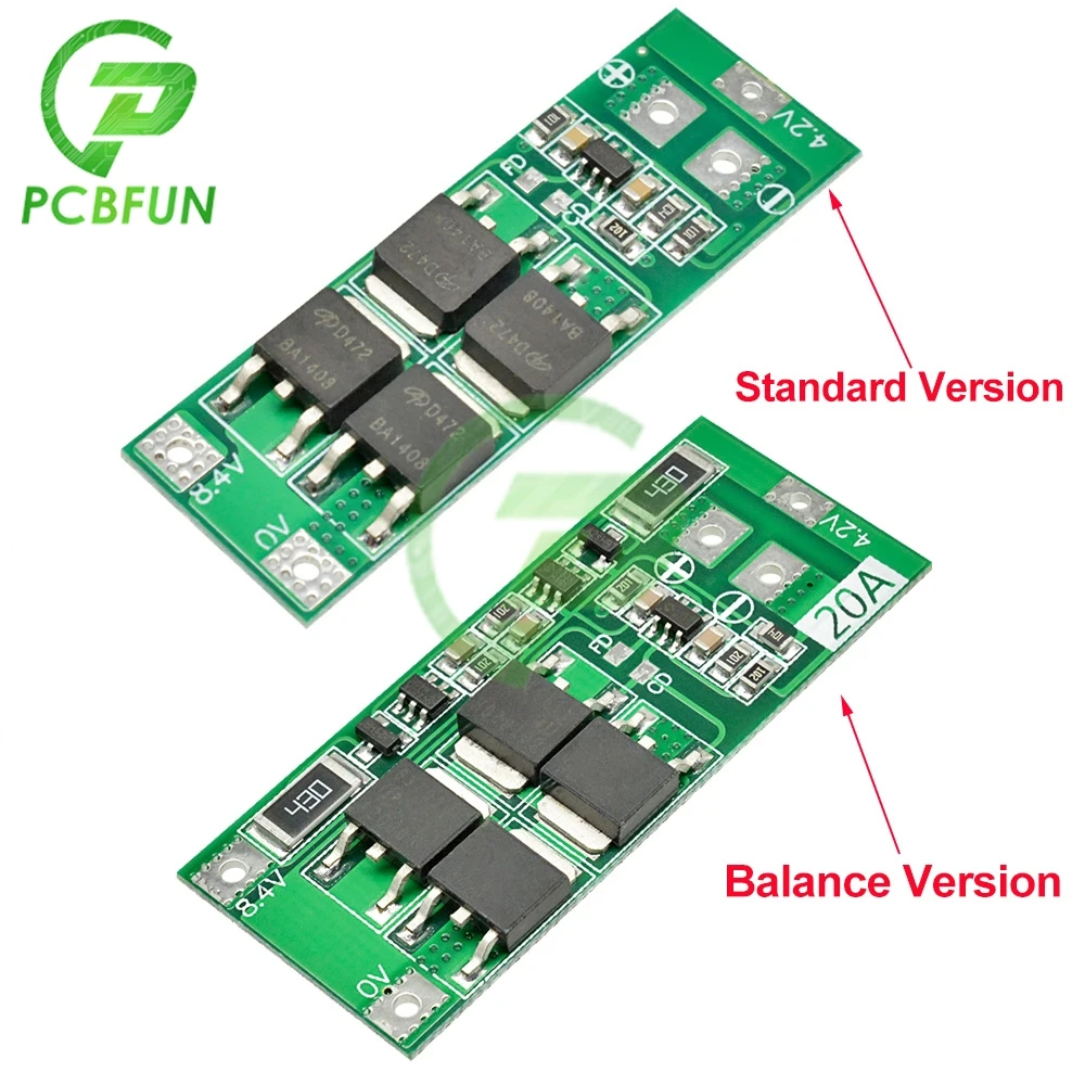 

2S 20A 7.4V 8.4V 18650 Lithium Battery Protection Board/BMS Board Standard/Balance Version for 3.7V 4.2V Polymer Lithium Battery