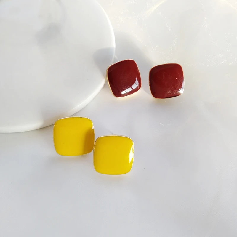 9 Colors Black/White Enamel Korean Stud Earrings For Women 2020 Fashion Jewlery Simple Female Earring Oorbellen Aretes De Mujer