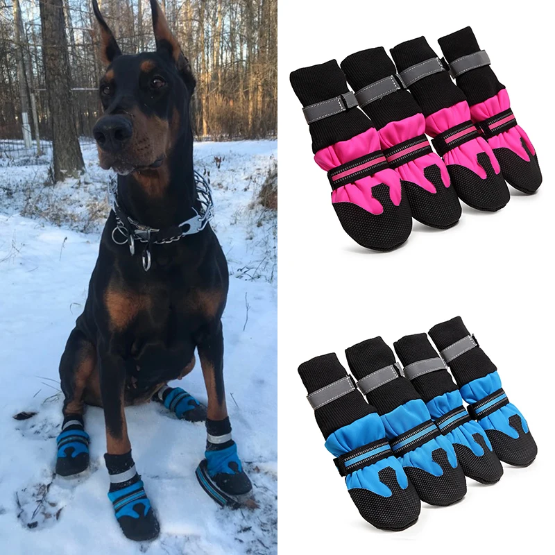 Outdoor Reflective Big Dog High Shoes for Medium Large Dogs Waterproof Non-slip Pet Boots Doberman Greyhound Mascotas Supplies