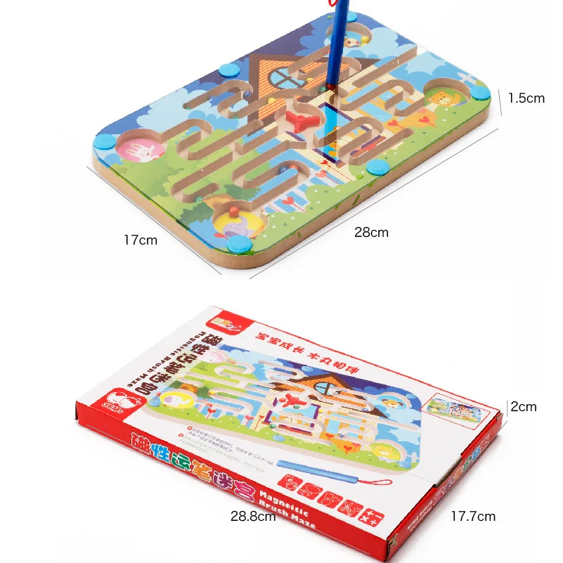 Jouet labyrinthe magnétique pour enfants, jeu éducatif précoce, casse-tête, dessin animé, Animal, en bois, planche Puzzle M38