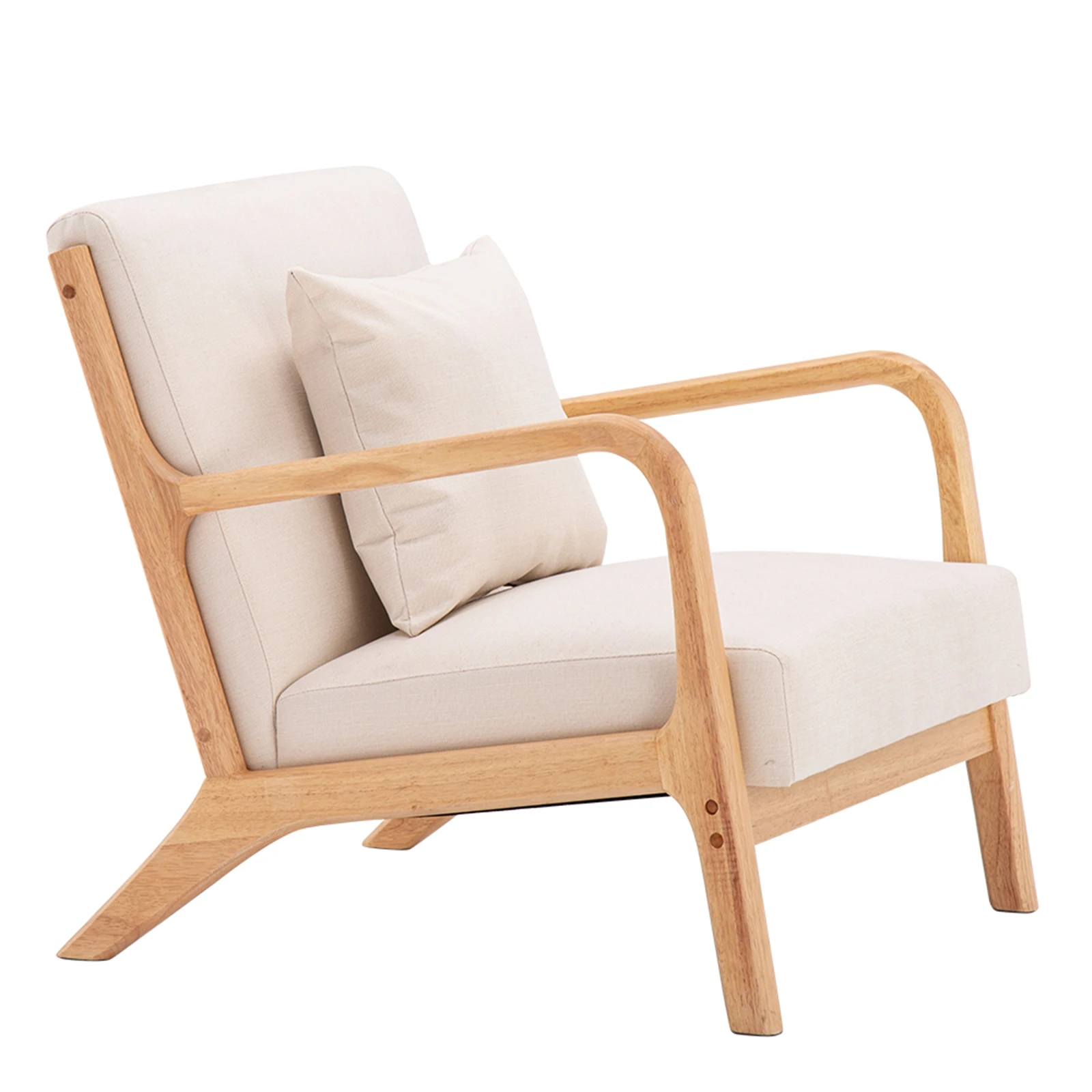 Fabric Oak Sofa Beige Recreational Chair (66 x 68 x 75cm) US Warehouse