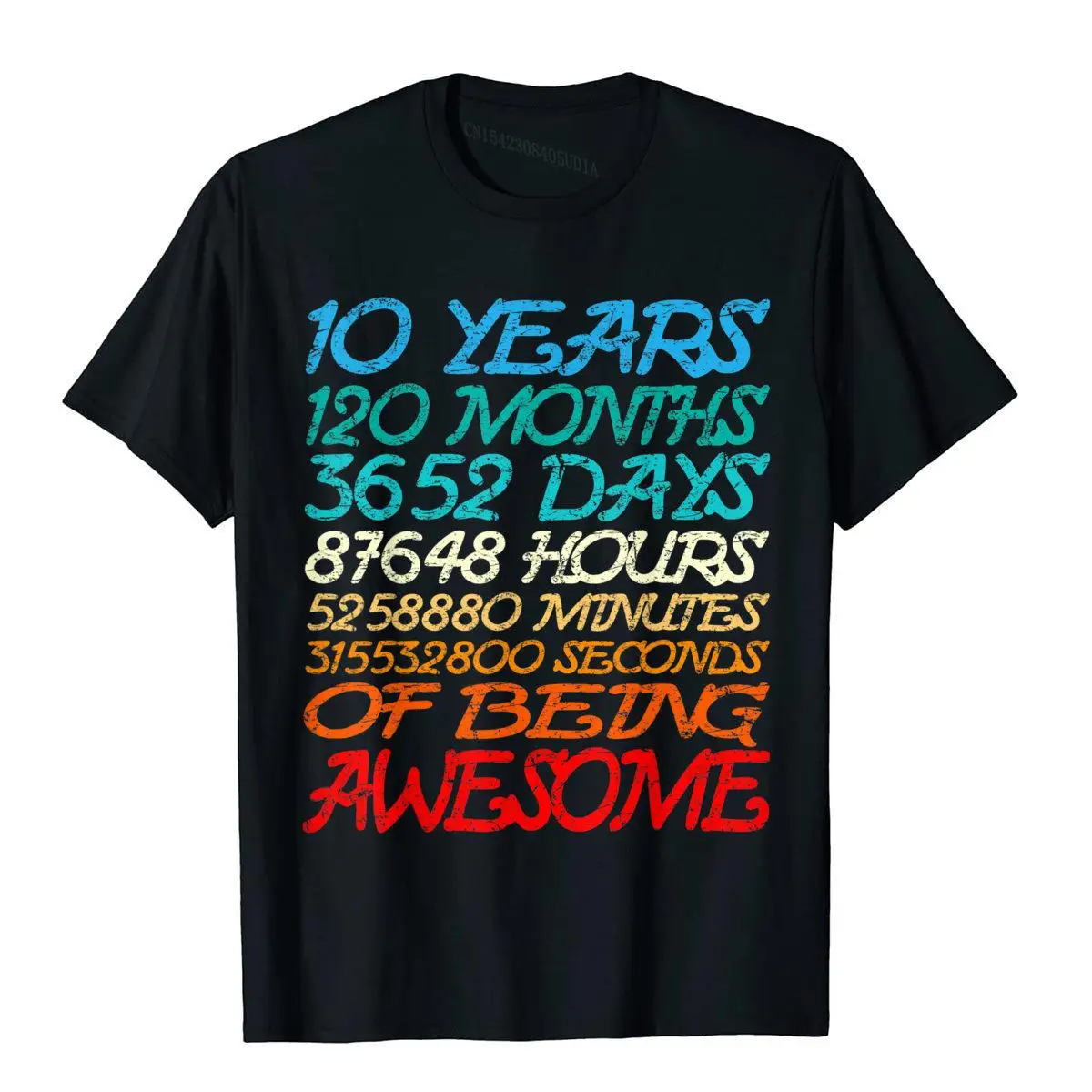 Countdown Of 10 Years Of Being Awesome 10th Birthday Shirt Popular Men Top T-Shirts Cotton Tops & Tees Preppy Style