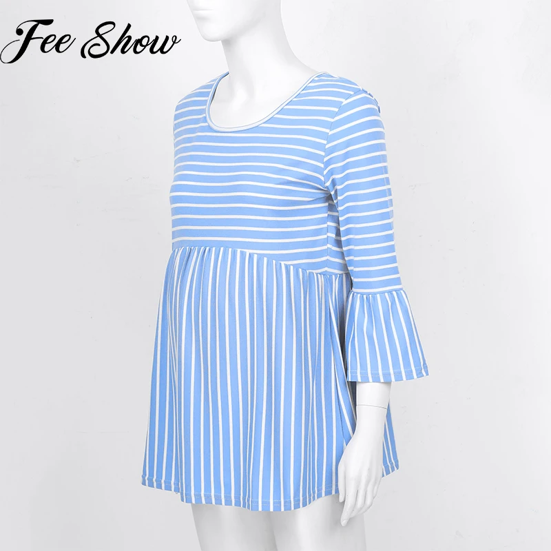 

Women Maternity Tops Loose Pregnancy Striped T-shirt Tunic 3 Quarter Casual Maternity Clothes Autumn Pregnant Women Tops Tee