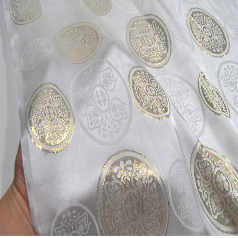 Soft Shiny Smooth Comfortable Silk Metallic Fabric Charmeuse Duchess Gold Circle