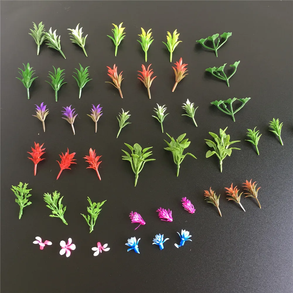 50pcs/lot Environment Model Flower Group DIY Cottage Construction Sand Table Model Flower Beds Landscape Materials For Train