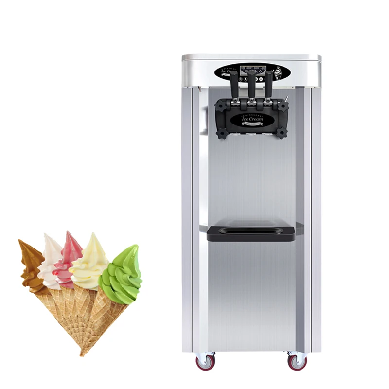 

Ice Cream Machine for Restaurants Ice Cream Business Three Heads with Universal Wheels 220V Digital Control System