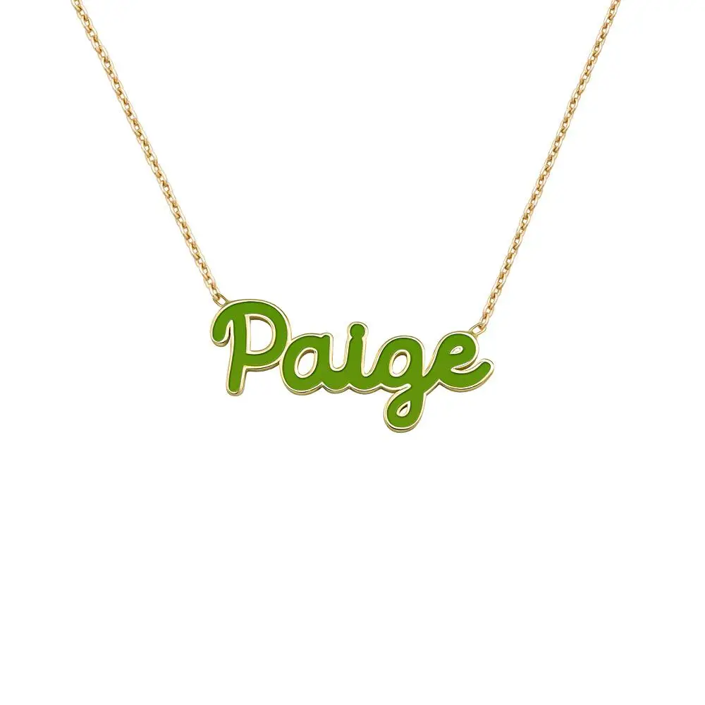 2021 New Custom Enamel Name Necklace Personlized Choker Gold Plated Enamel Nameplate Necklace For Grils Jewelry Christmas Gift