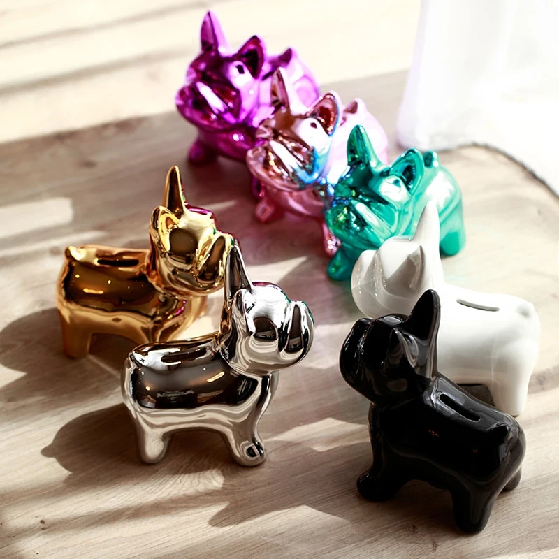 French Bulldog Figurine Coin Bank Box Piggy Bank Figurine Home Decorations Coin Storage Box Holder Toy Child Gift Piggy Bank Dog