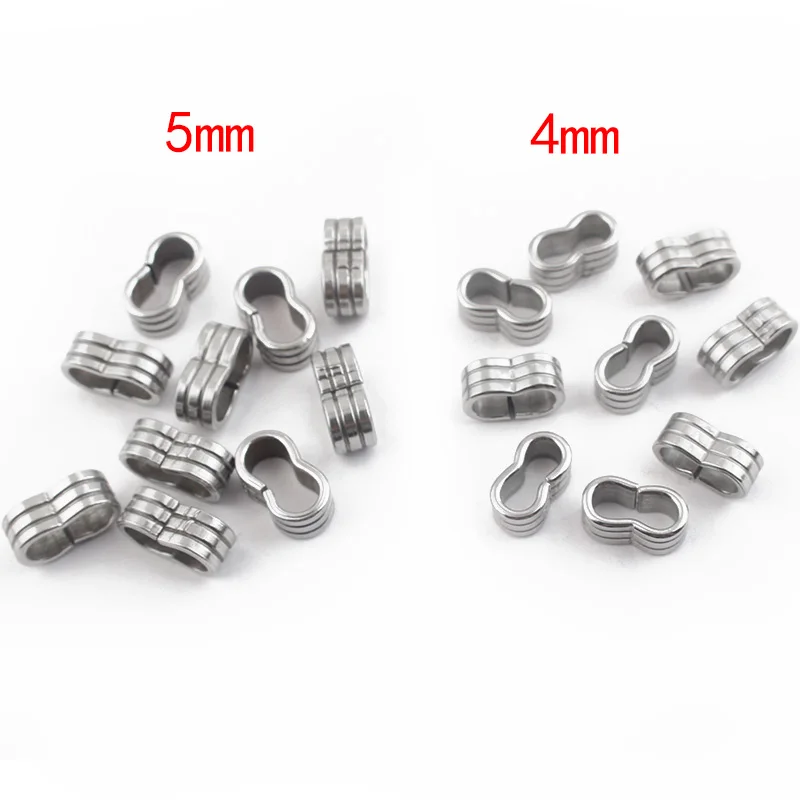 10pcs Stainless Steel Double Hole Beads Silder Spacer For 4mm 5mm Round Leather Cord Bracelet DIY Jewelry Findings Making