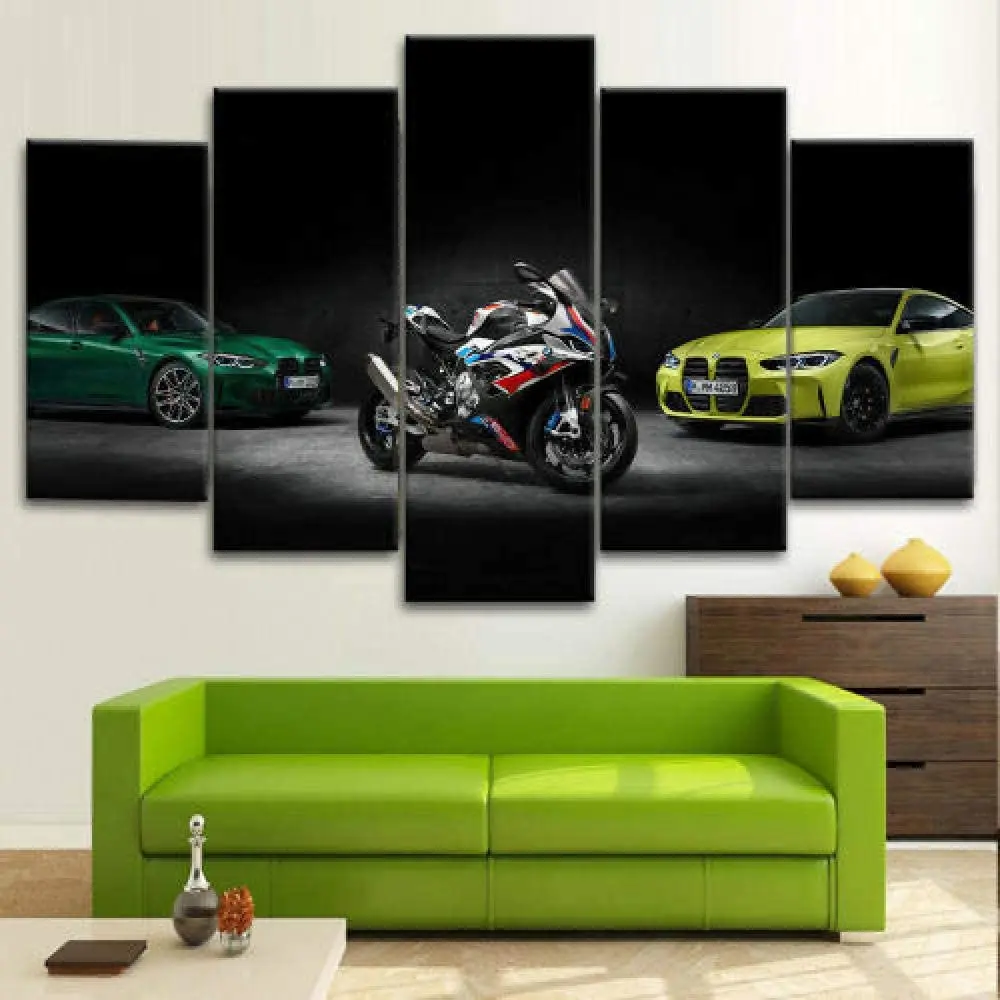 

No Framed 5 Pieces M4 Motorcycle Team Car Modular HD Print Wall Art Canvas Posters Pictures Paintings Home Decor for Living Room