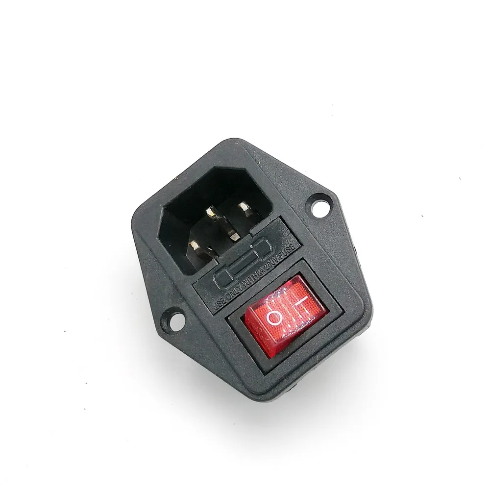 15A/250V Input 3Pin AC Power Socket With Power Rocker Switch Fuse holder