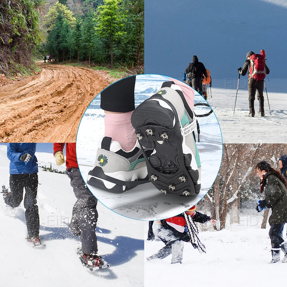 8 الأسنان تسلق الأشرطة للشتاء في الهواء الطلق المشي الجليد الصيد الثلوج زلق أحذية عدم الانزلاق أحذية المنغنيز الصلب أغطية الحذاء الأشرطة #4