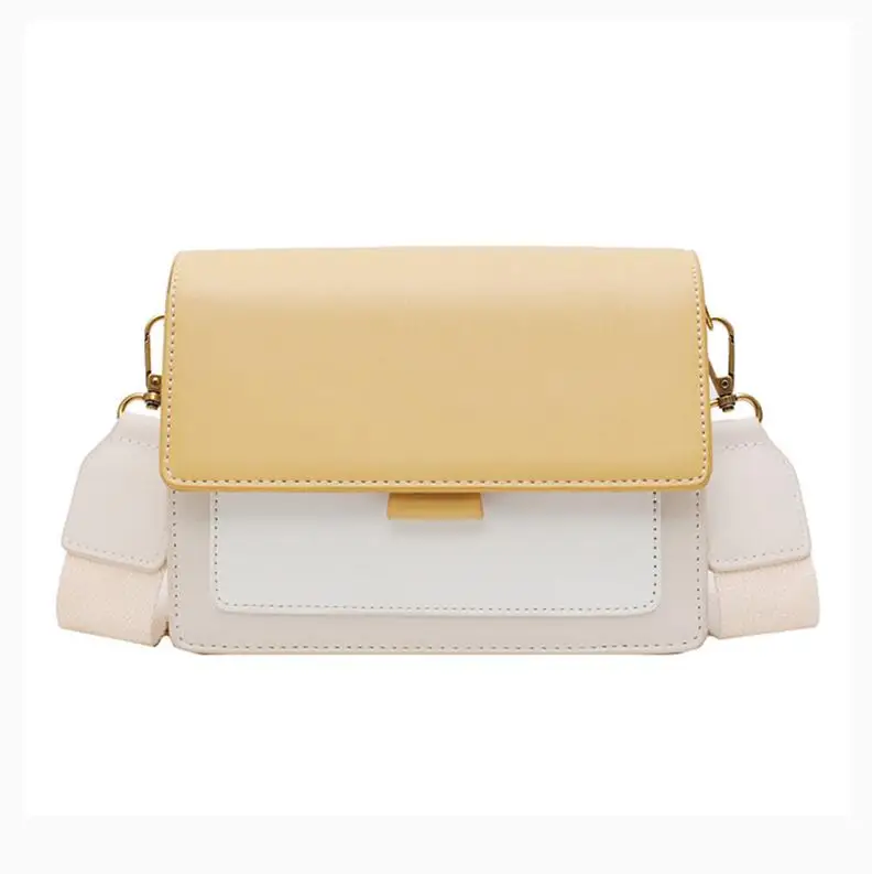 Kontrastfarbe Leder Umhängetaschen für Frauen Reisehandtasche Mode einfache Schulter Umhängetasche Damen kleine Flap Bag
