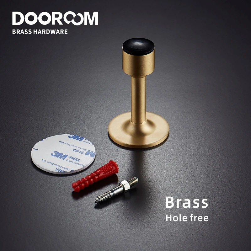 

Dooroom Brass Door Stops Hole Free Bathroom Door Stopper Heavy Duty Floor Wall Mount Bumper Non-magnetic Door Holder Catch