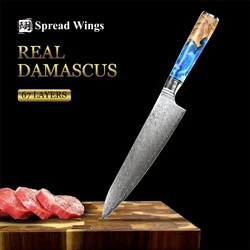 Japanese Damascus Stainless Steel Kitchen Knife 67 Layers 8 Inch Chef Handmade Resin Handle Santoku Slicer Utility Cleaver Parin