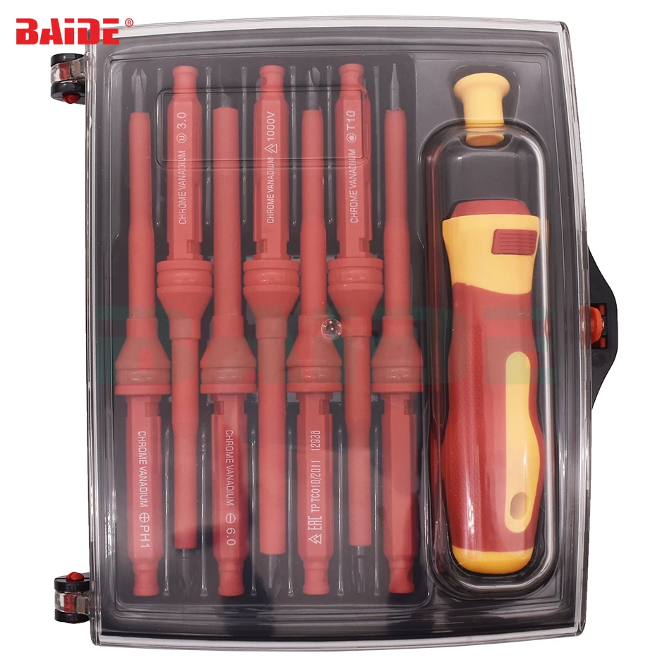 

New 8PCS VDE Electricians Screwdriver Set Tool Electrical Fully Insulated High Voltage Multi Screw Head 10set/lot