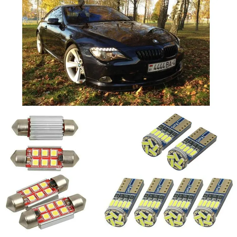 

LED Interior Car Lights For Bmw 6 Series E63 E64 Error free Map Dome Reading Visor Door FootWell Trunk Courtesy 9pc